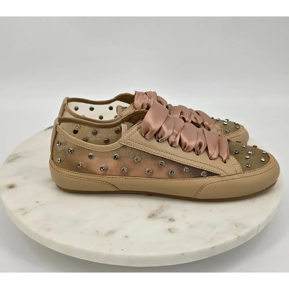 Steve Madden Tread Mauve Mesh Rhinstone Sneakers Minimalist Glam Chic